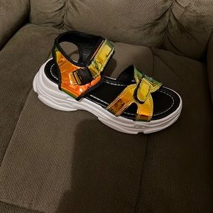 Iridescent Color Platform Sandal